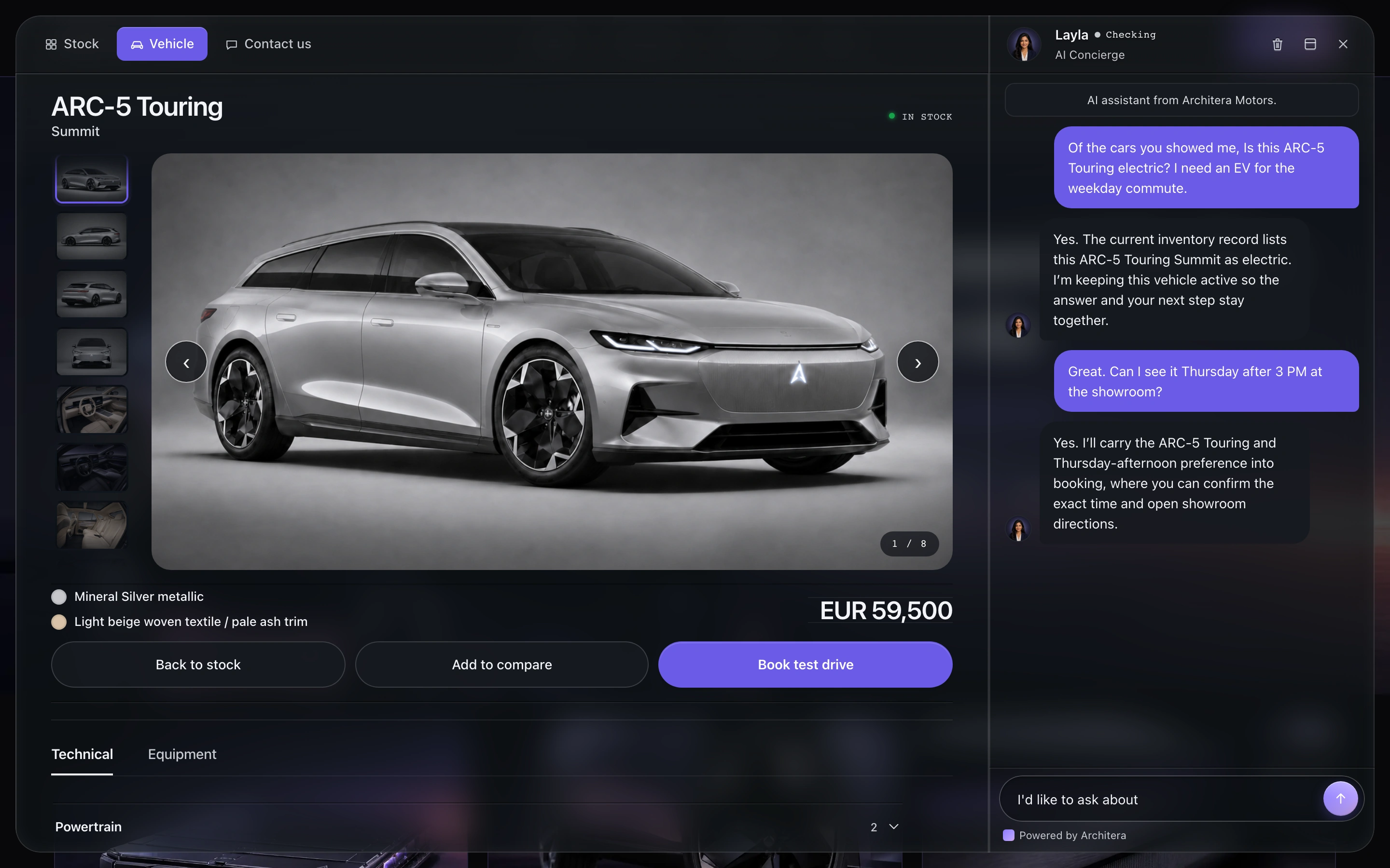Cronus web chat answering a vehicle question on the dealership site